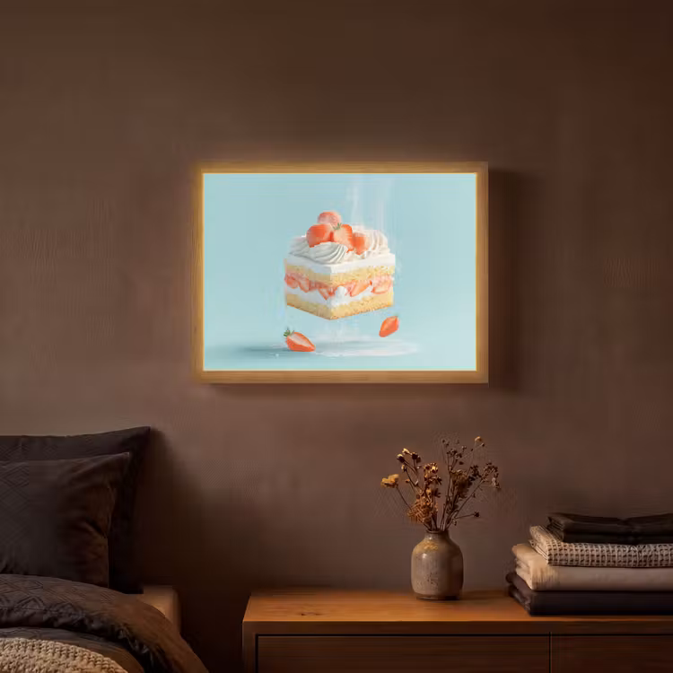 Slagroom - Taart - Blauw - Eten Light Box met batterij (Wandlamp) middel -sfeer4