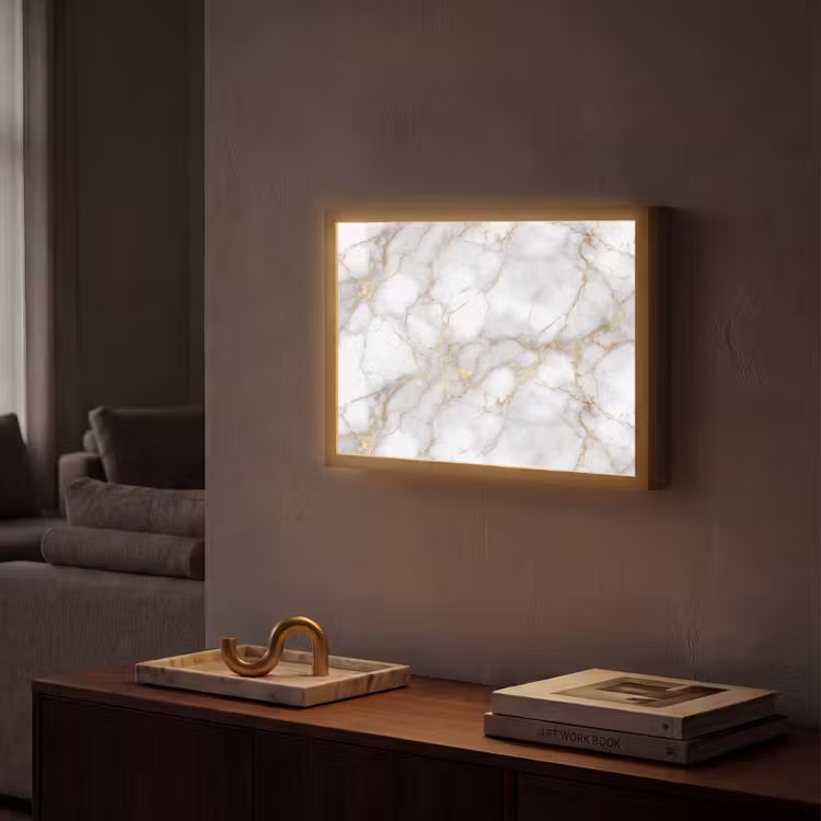 Wit - Goud - Marmer - Grijs Light Box met batterij (Wandlamp) middel 907 -sfeer1