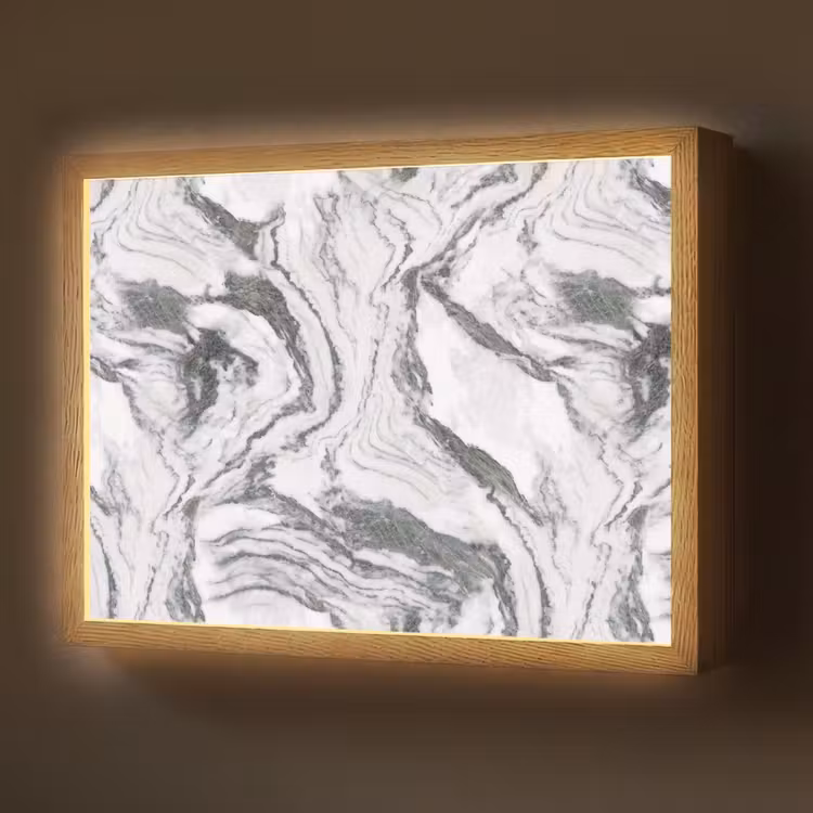 Wit - Marmer - Golvend - Grafiet Light Box met batterij (Wandlamp) middel 907 -z3d_website
