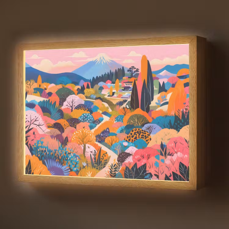 Witte bergtop - Modern - Kleurrijk Light Box met batterij (Wandlamp) middel -z3d_website
