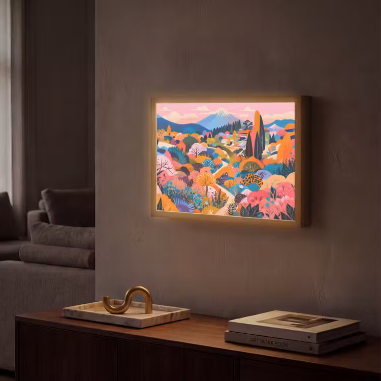 Witte bergtop - Modern - Kleurrijk Light Box met batterij (Wandlamp) middel -sfeer1