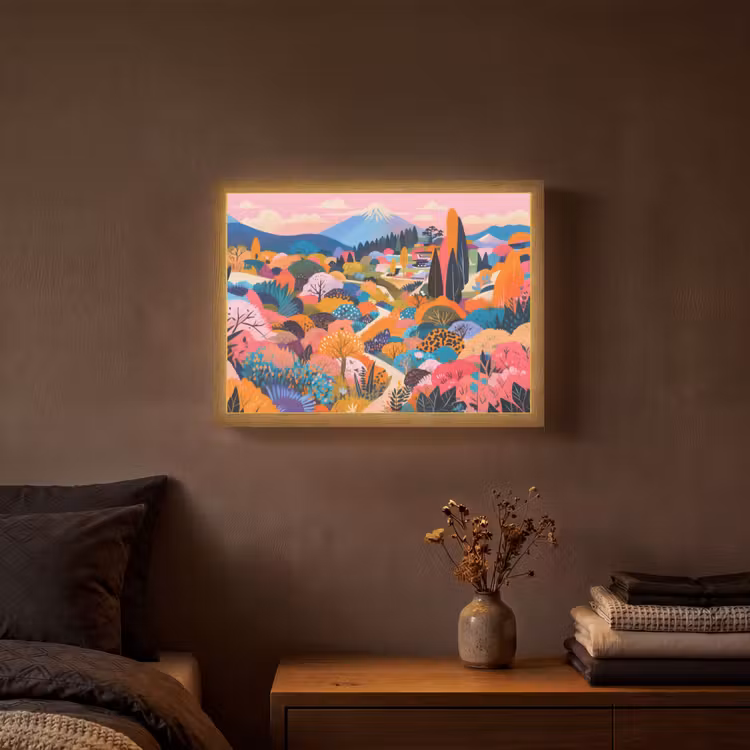 Witte bergtop - Modern - Kleurrijk Light Box met batterij (Wandlamp) middel -sfeer4