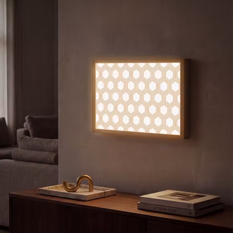Wit - Patroon - Symmetrisch - Modern Light Box met batterij (Wandlamp) middel 907 -sfeer1