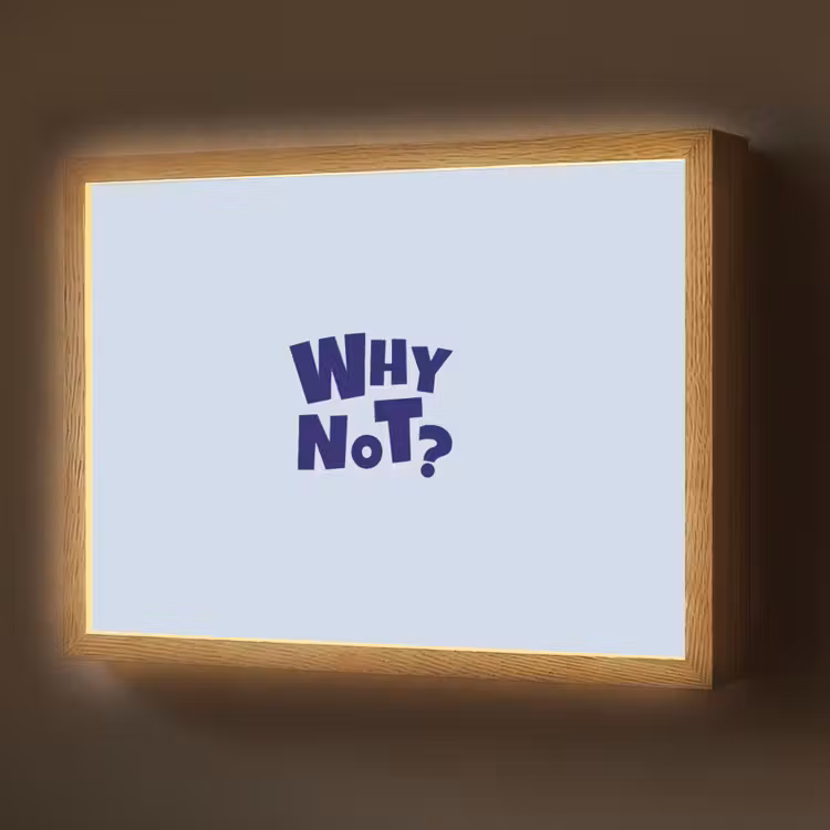 Why not - Blauw - Licht blauw - Quote Light Box met batterij (Wandlamp) middel -z3d_website