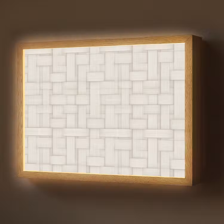 Vlechtwerk - Banen - Beige Light Box met batterij (Wandlamp) middel 907 -z3d_website