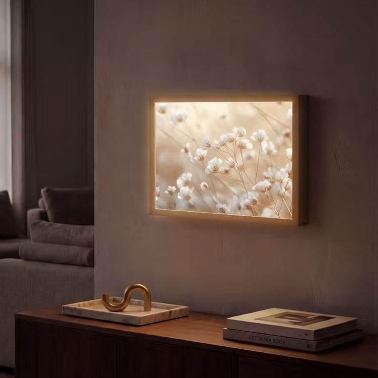 Wilde - Bloemen - Wit Light Box met batterij (Wandlamp) middel -sfeer1