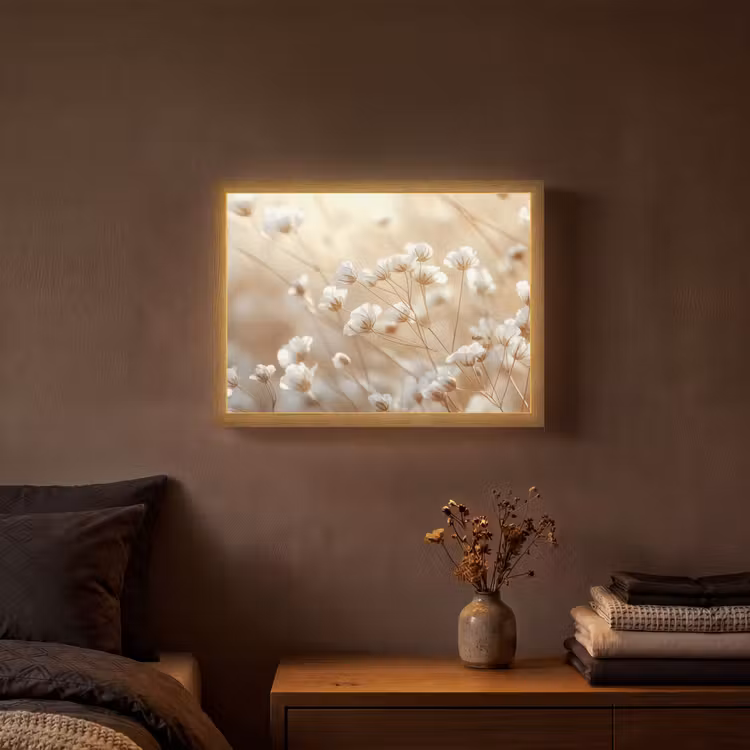 Wilde - Bloemen - Wit Light Box met batterij (Wandlamp) middel -sfeer4