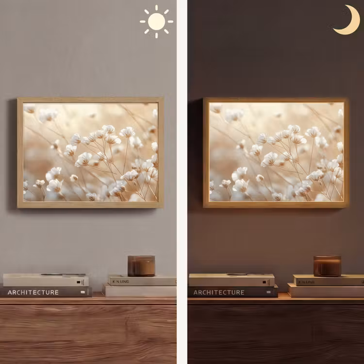 Wilde - Bloemen - Wit Light Box met batterij (Wandlamp) middel -sfeer3