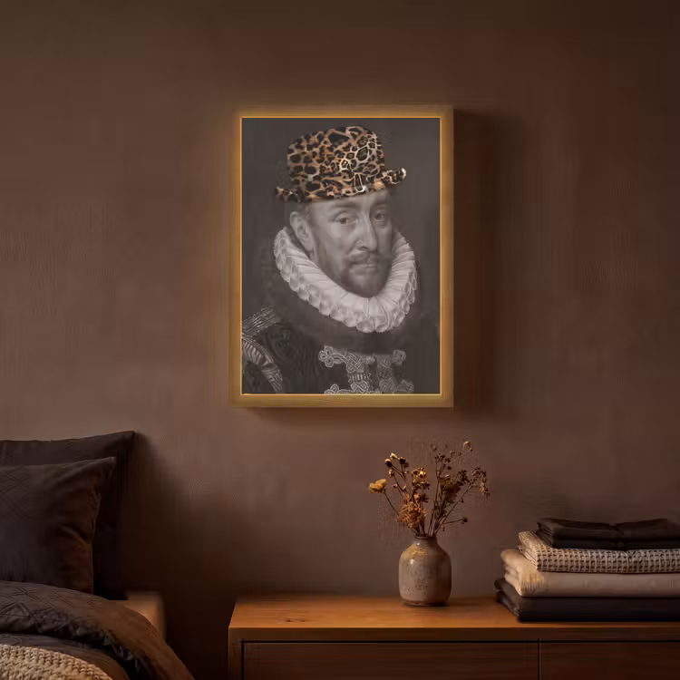 Willem van Oranje - Adriaen Thomasz - Panterprint Light Box met batterij (Wandlamp) middel -sfeer4