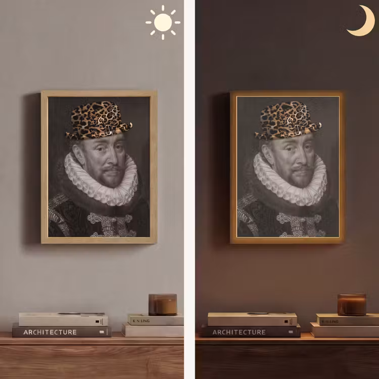Willem van Oranje - Adriaen Thomasz - Panterprint Light Box met batterij (Wandlamp) middel -sfeer3