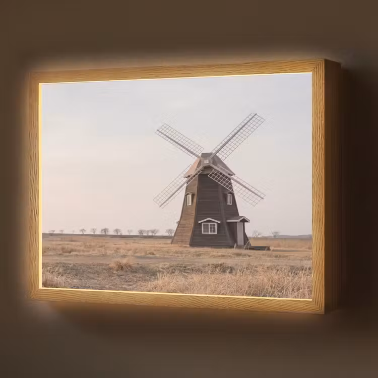 Windmolens - Landschap - Veld Light Box met batterij (Wandlamp) middel -z3d_website