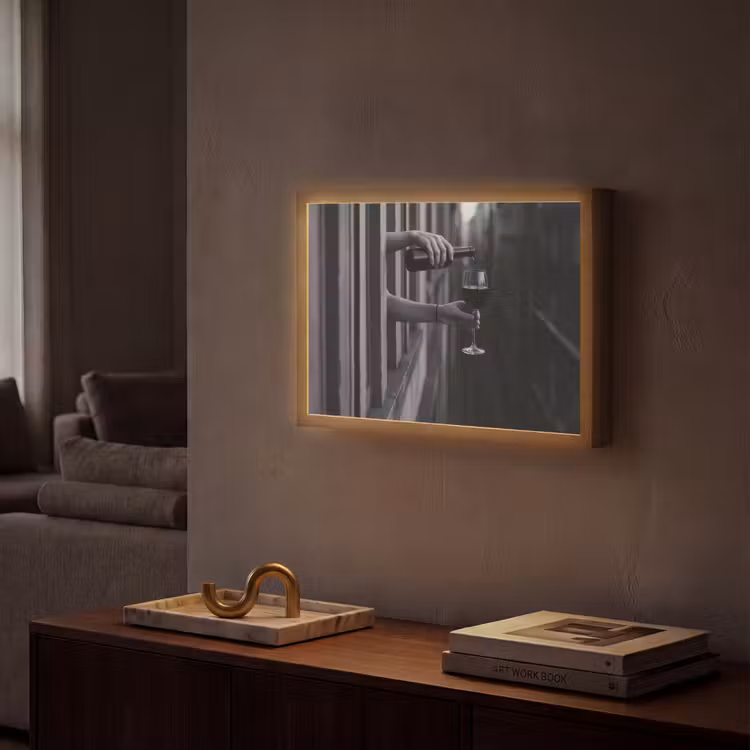 Wijnfles - Glas - Handen - Raam Light Box met batterij (Wandlamp) middel -sfeer1