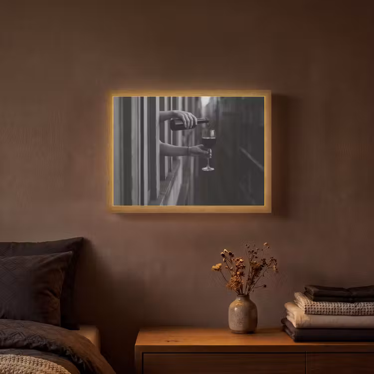 Wijnfles - Glas - Handen - Raam Light Box met batterij (Wandlamp) middel -sfeer4