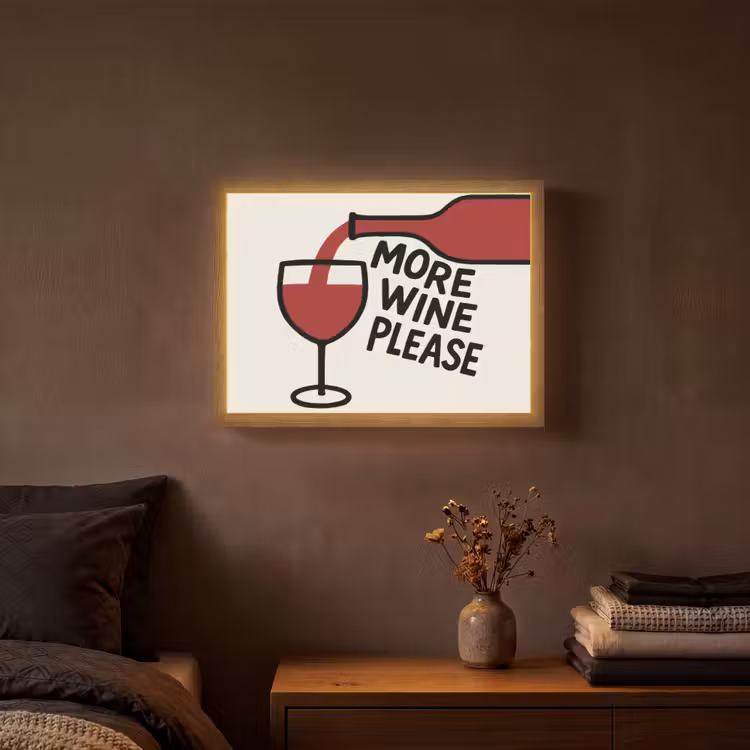 Wijnfles - Quote - Rood - Glas Light Box met batterij (Wandlamp) middel -sfeer4