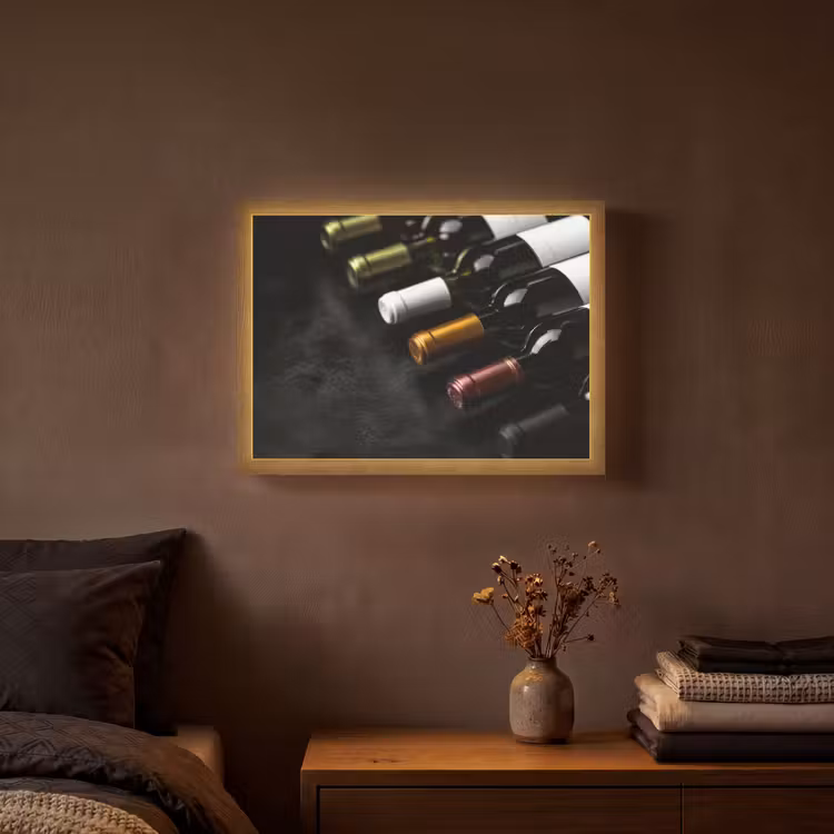 Wijn - Flessen - Variatie - Smaken Light Box met batterij (Wandlamp) middel -sfeer4