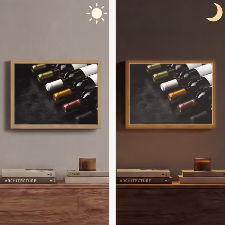 Wijn - Flessen - Variatie - Smaken Light Box met batterij (Wandlamp) middel -sfeer3