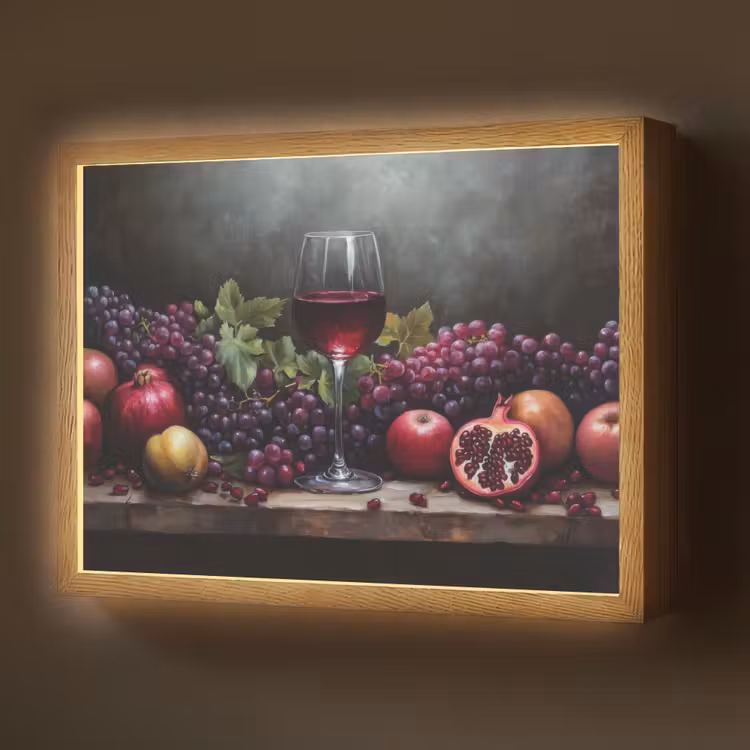 Wijn - Fruit - Stilleven Light Box met batterij (Wandlamp) middel -z3d_website