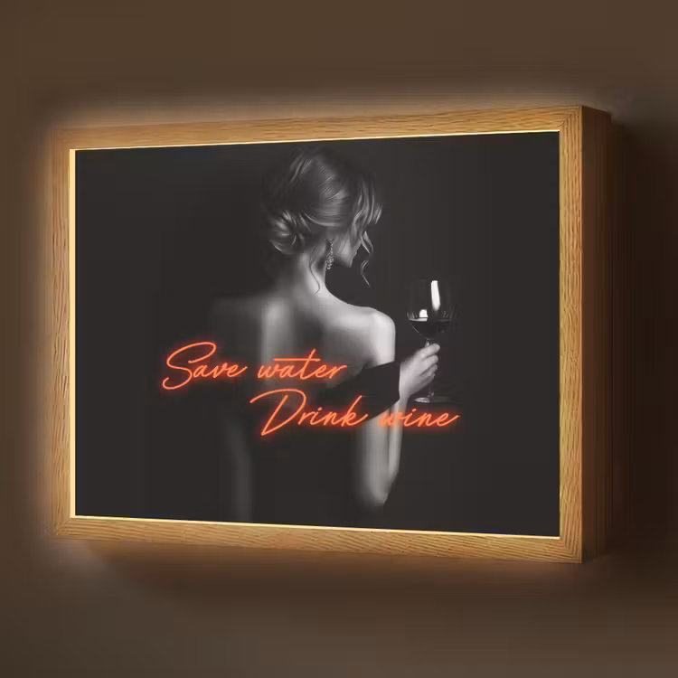 Wijn - Vrouw - Neon - Quote Light Box met batterij (Wandlamp) middel -z3d_website
