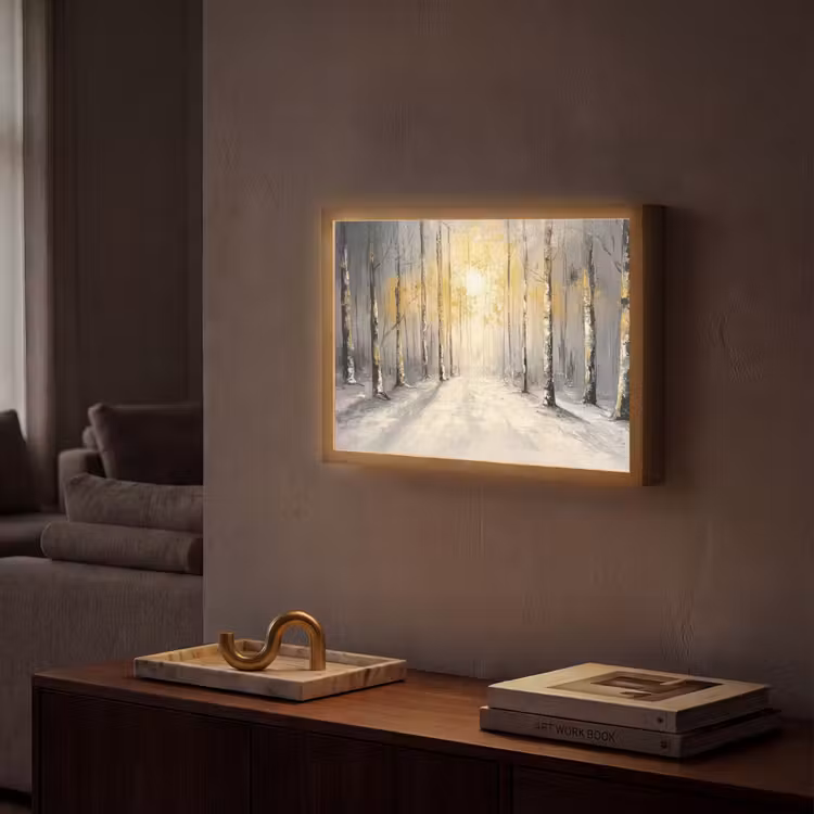 Winter - Abstract - Sneeuw - Natuur - Zon Light Box met batterij (Wandlamp) middel -sfeer1