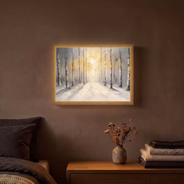 Winter - Abstract - Sneeuw - Natuur - Zon Light Box met batterij (Wandlamp) middel -sfeer4