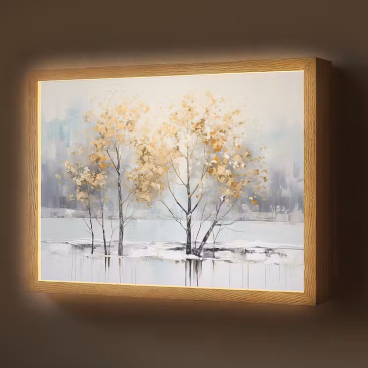 Winter - Bomen - Natuur - Acryl - Kunst Light Box met batterij (Wandlamp) middel -z3d_website