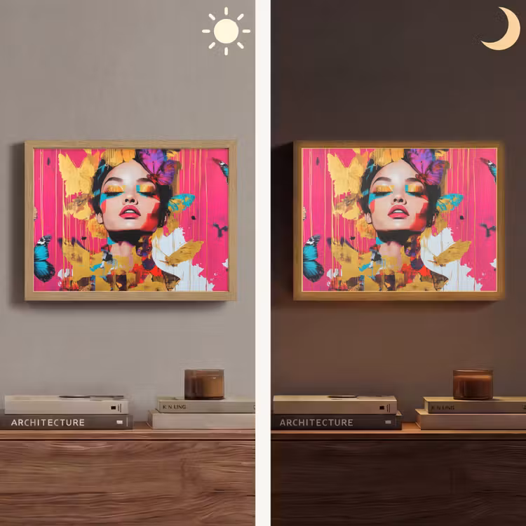 Vrouw - Abstract - Kleurrijk Light Box met batterij (Wandlamp) middel -sfeer3