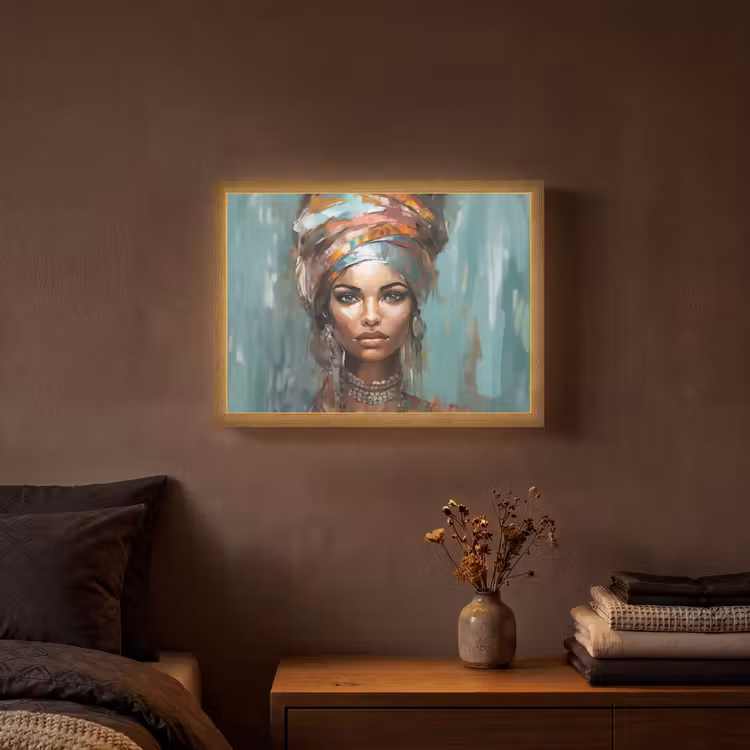 Vrouw - Kunst - Sieraden - Portret Light Box met batterij (Wandlamp) middel -sfeer4