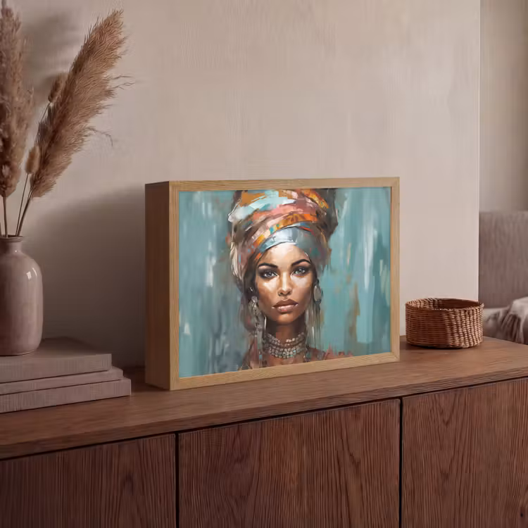 Vrouw - Kunst - Sieraden - Portret Light Box met batterij (Wandlamp) middel -sfeer2