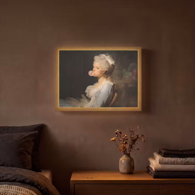 Vrouw - Barokjurk - Kauwgom Light Box met batterij (Wandlamp) middel -sfeer4