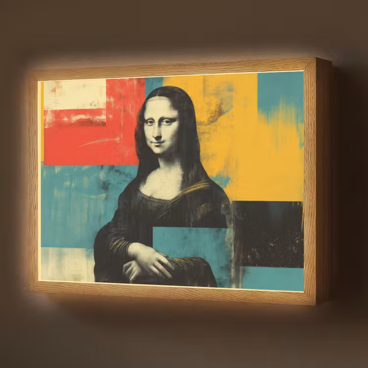 Vrouw - Kleurvlakken - Klassieke schilderkunst Light Box met batterij (Wandlamp) middel -z3d_website