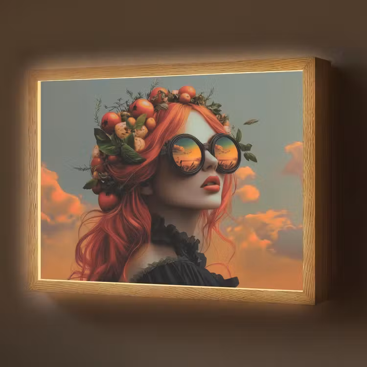 Vrouw - Kroon - Tomaat - Bascilicum - Zonnebril Light Box met batterij (Wandlamp) middel -z3d_website