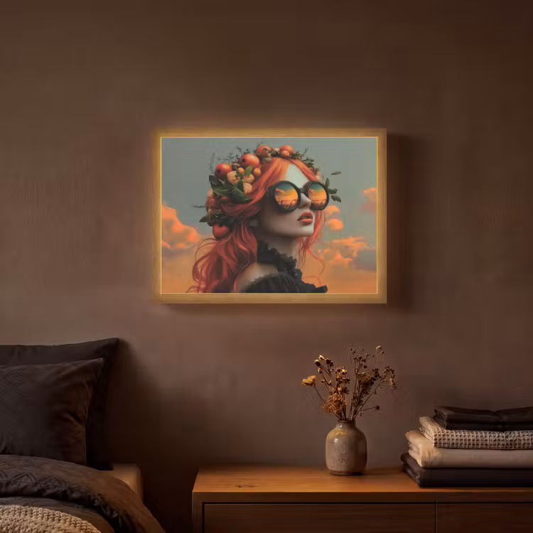 Vrouw - Kroon - Tomaat - Bascilicum - Zonnebril Light Box met batterij (Wandlamp) middel -sfeer4