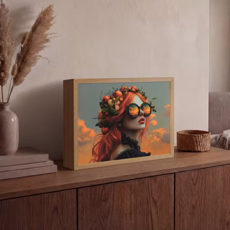 Vrouw - Kroon - Tomaat - Bascilicum - Zonnebril Light Box met batterij (Wandlamp) middel -sfeer2