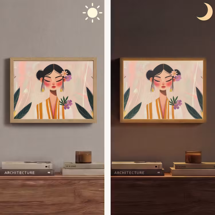 Vrouw - Bloemen - Pastel Light Box met batterij (Wandlamp) middel -sfeer3