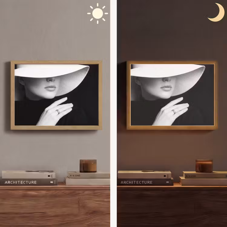 Vrouw - Hoed - Hand - Zwart - Wit - Klassiek Light Box met batterij (Wandlamp) middel -sfeer3