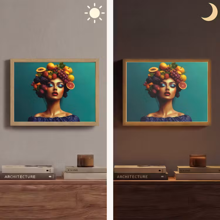 Vrouw - Hoodtooi - Tropisch - Fruit - Druiven Light Box met batterij (Wandlamp) middel -sfeer3