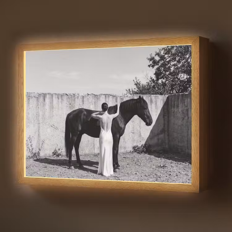 Vrouw - Paard - Artistiek Light Box met batterij (Wandlamp) middel -z3d_website