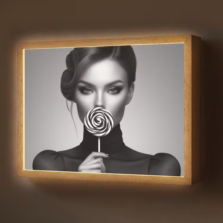 Vrouw - Lolly - Zwart Light Box met batterij (Wandlamp) middel -z3d_website