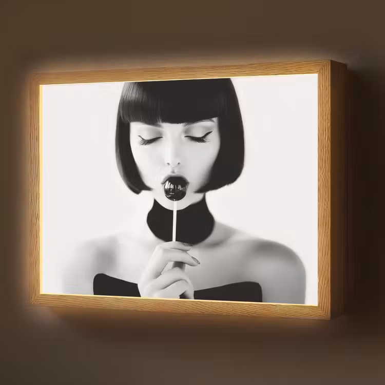 Vrouw - Lolly - Zwart - Wit Light Box met batterij (Wandlamp) middel -z3d_website