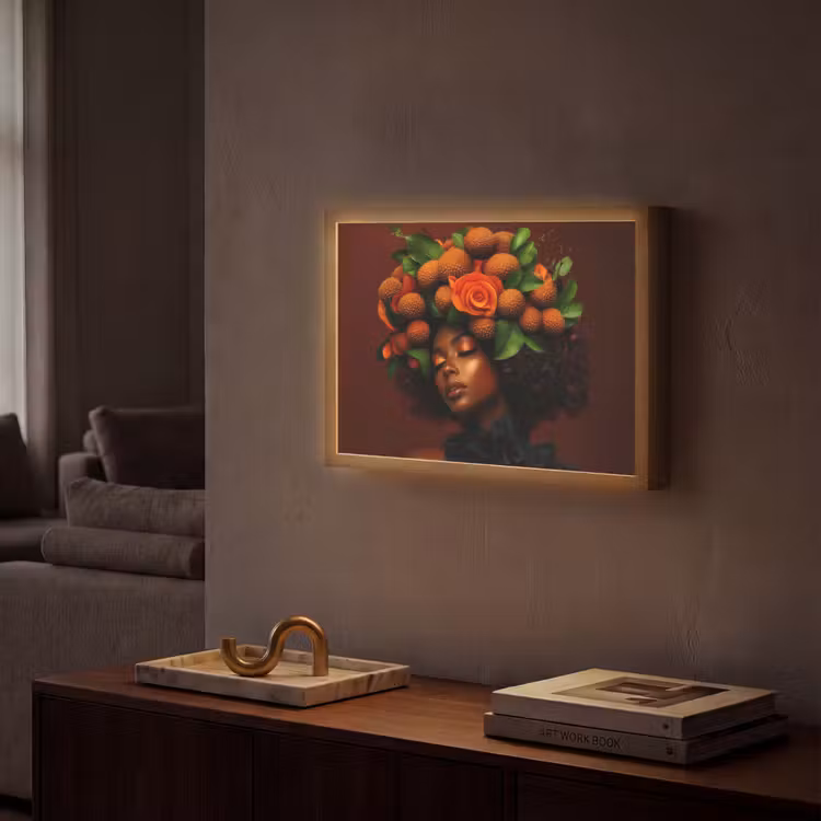 Vrouw - lychee - exotisch Light Box met batterij (Wandlamp) middel -sfeer1