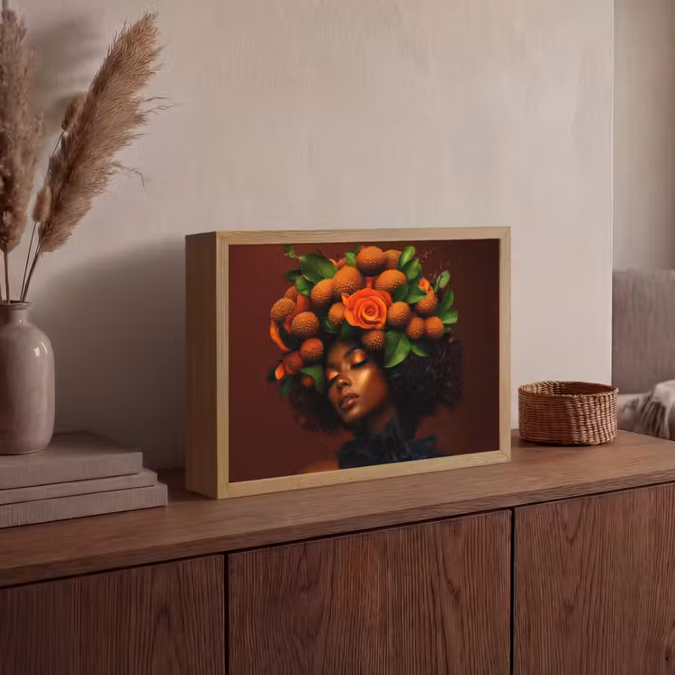 Vrouw - lychee - exotisch Light Box met batterij (Wandlamp) middel -sfeer2