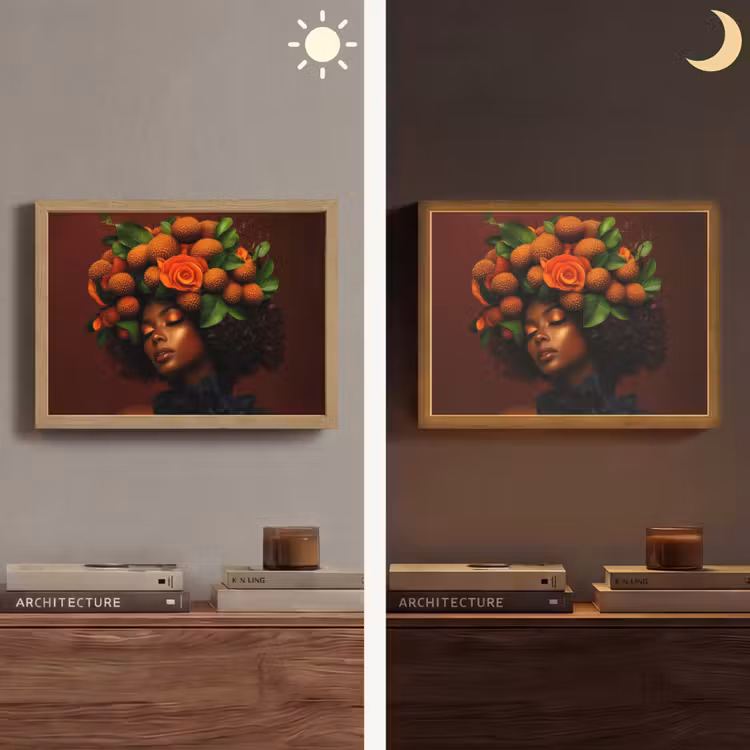 Vrouw - lychee - exotisch Light Box met batterij (Wandlamp) middel -sfeer3