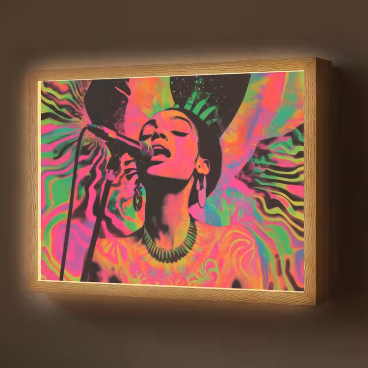 Vrouw - Microfoon - Neon Light Box met batterij (Wandlamp) middel -z3d_website