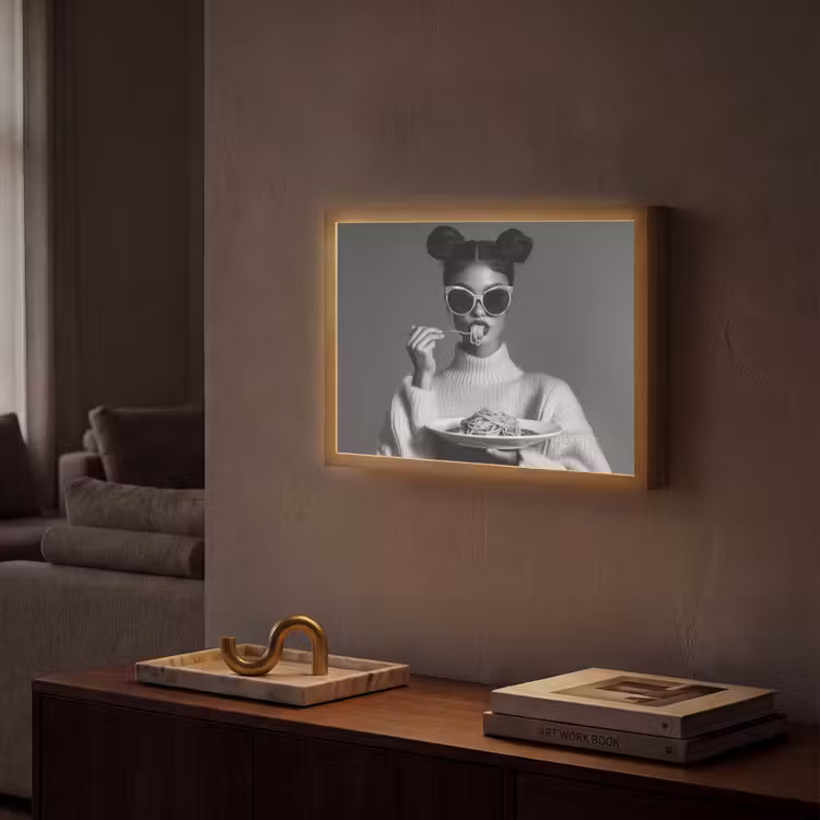 Vrouw - Pasta - Zonnebril Light Box met batterij (Wandlamp) middel -sfeer1