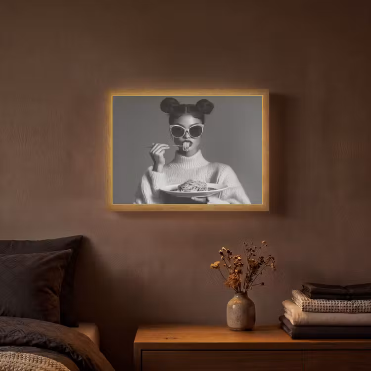 Vrouw - Pasta - Zonnebril Light Box met batterij (Wandlamp) middel -sfeer4