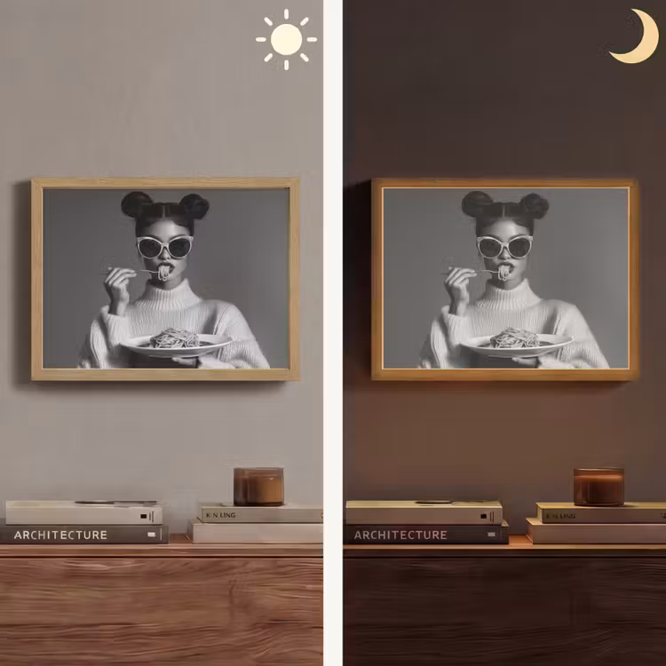 Vrouw - Pasta - Zonnebril Light Box met batterij (Wandlamp) middel -sfeer3