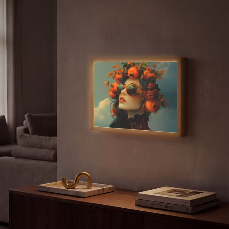 Vrouw - Granaatappel - Herfst - Zonnebril Light Box met batterij (Wandlamp) middel -sfeer1