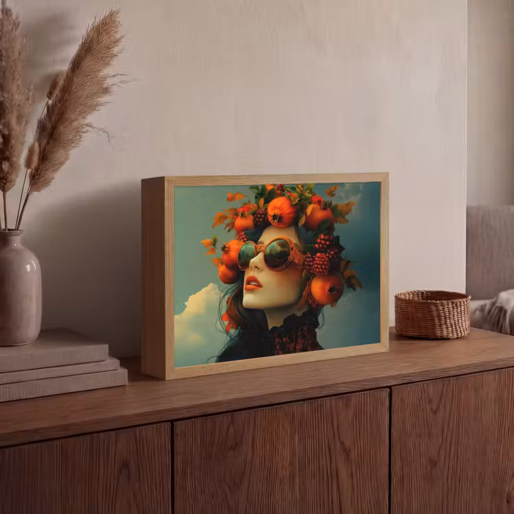 Vrouw - Granaatappel - Herfst - Zonnebril Light Box met batterij (Wandlamp) middel -sfeer2