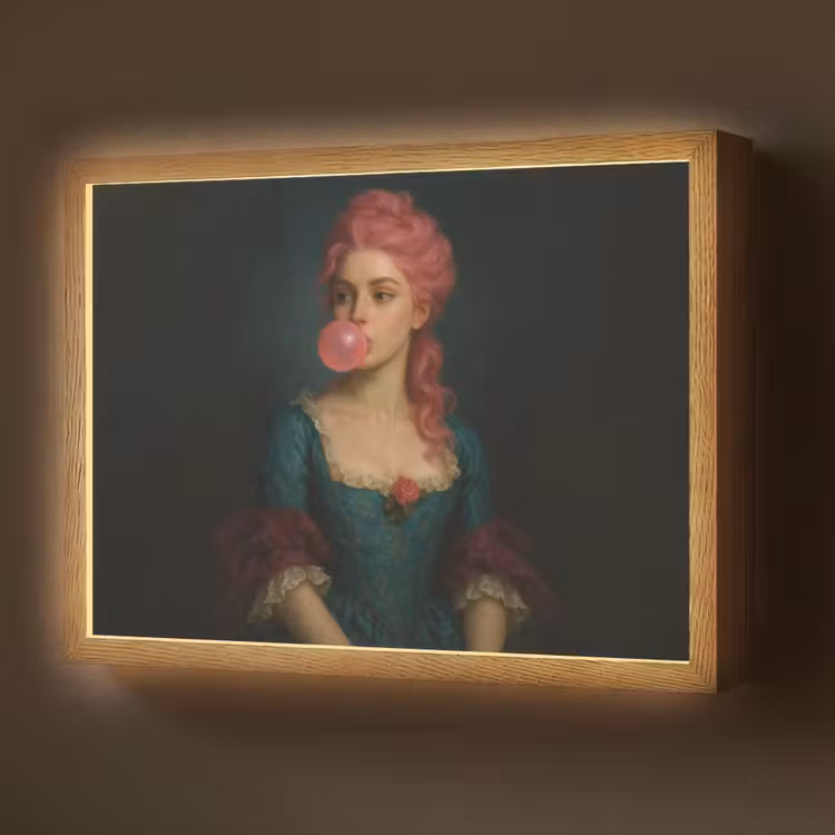 Vrouw - Portret - Kauwgombel Light Box met batterij (Wandlamp) middel -z3d_website