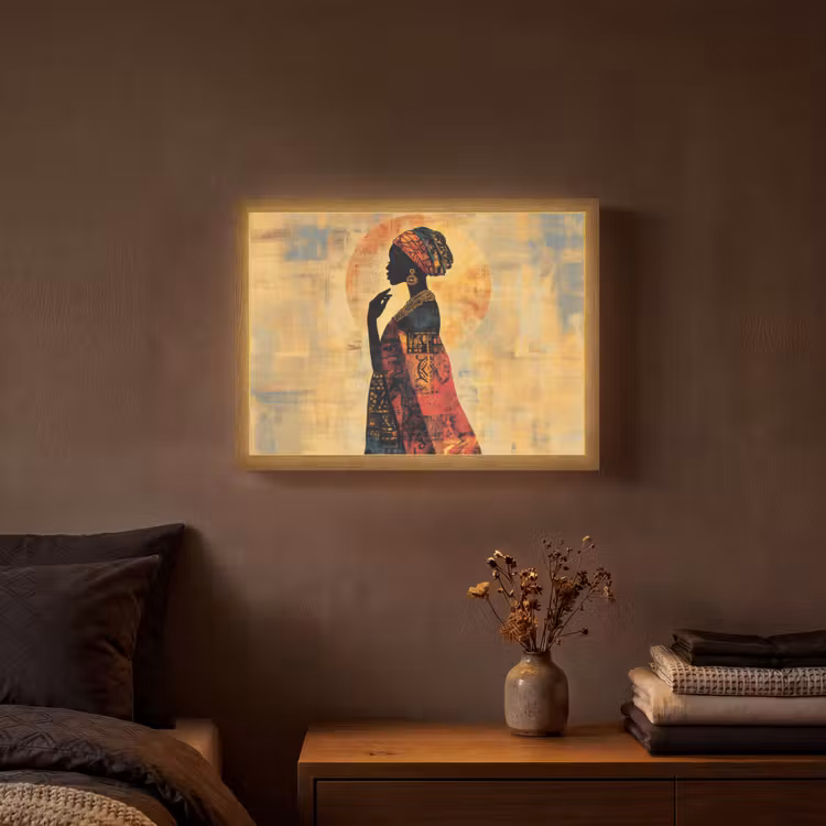 Vrouw - Silhouet - Patronen - Sierlijk Light Box met batterij (Wandlamp) middel -sfeer4